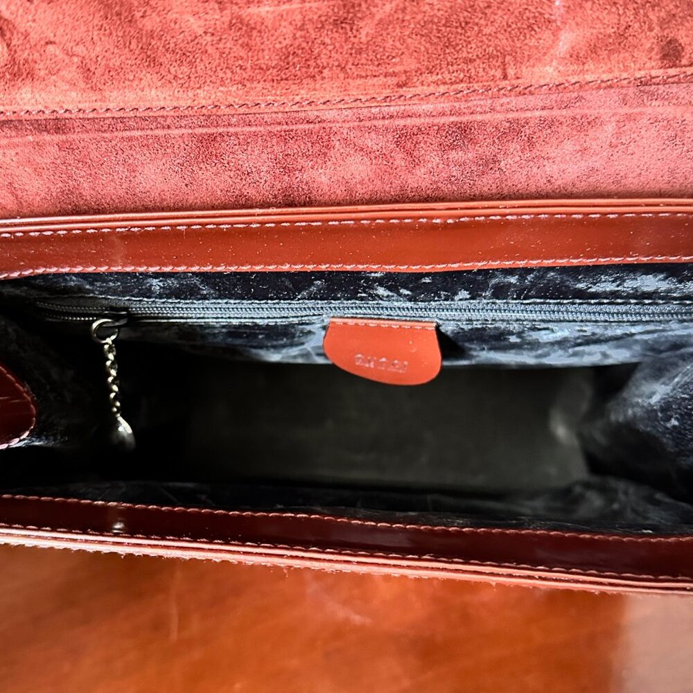 Gucci Brown Patent Leather T-Lock Shoulder Bag, Tom Ford Era - Picture 10 of 12